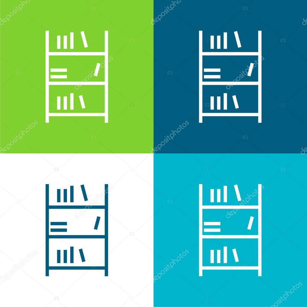 Book Shelf Flat four color minimal icon set