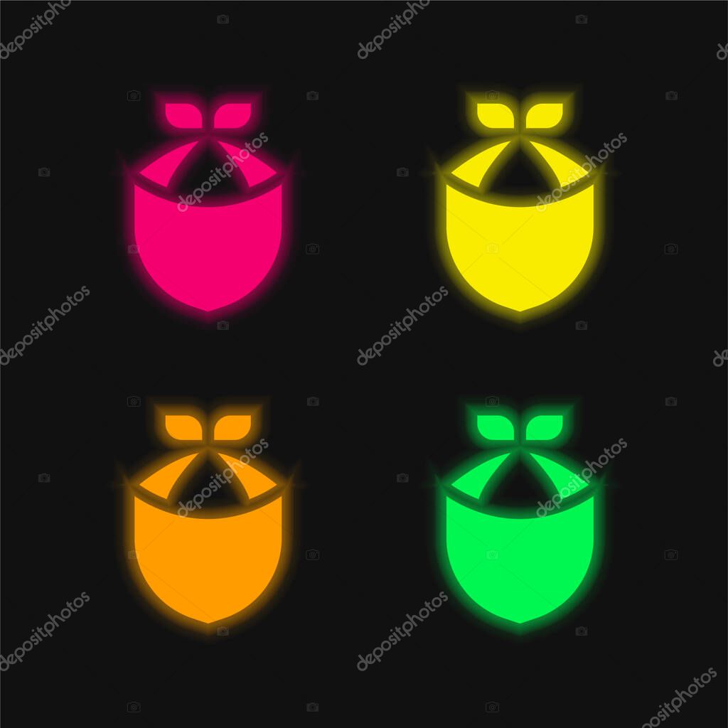 Bandana four color glowing neon vector icon