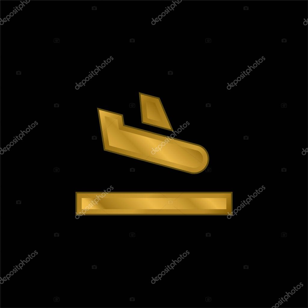 Arrival gold plated metalic icon or logo vector