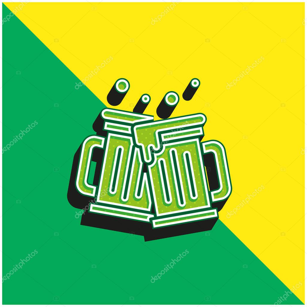 Beers Green and yellow modern 3d vector icon logo