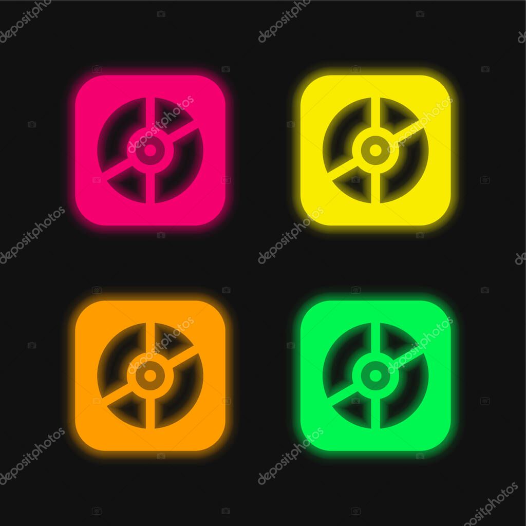 Apple four color glowing neon vector icon