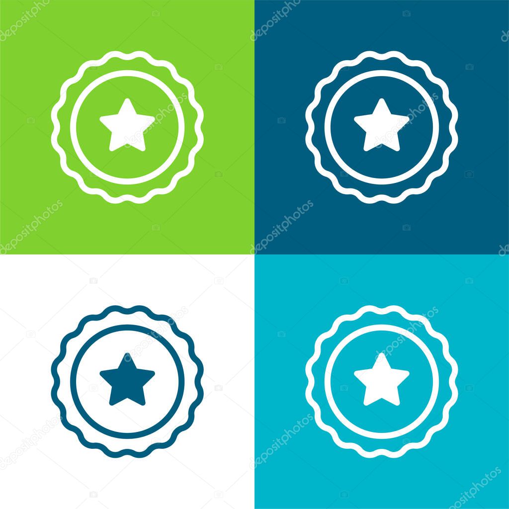 Badge Flat four color minimal icon set