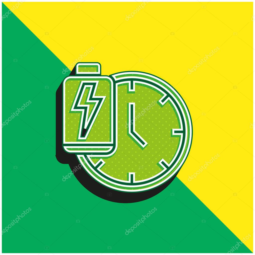 Battery Green and yellow modern 3d vector icon logo