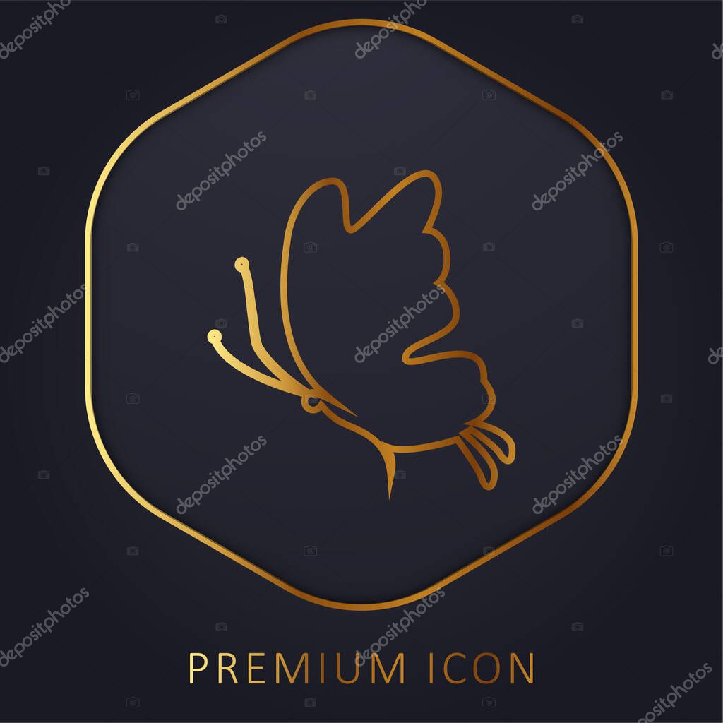 Beautiful Butterfly Silhouette golden line premium logo or icon