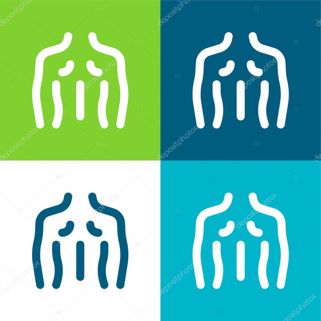 Back Flat four color minimal icon set