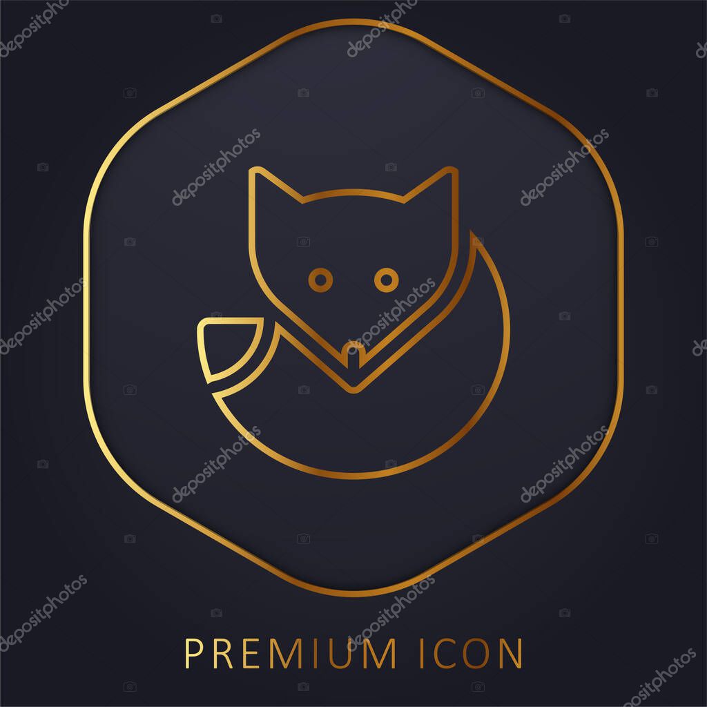 Arctic Fox golden line premium logo or icon