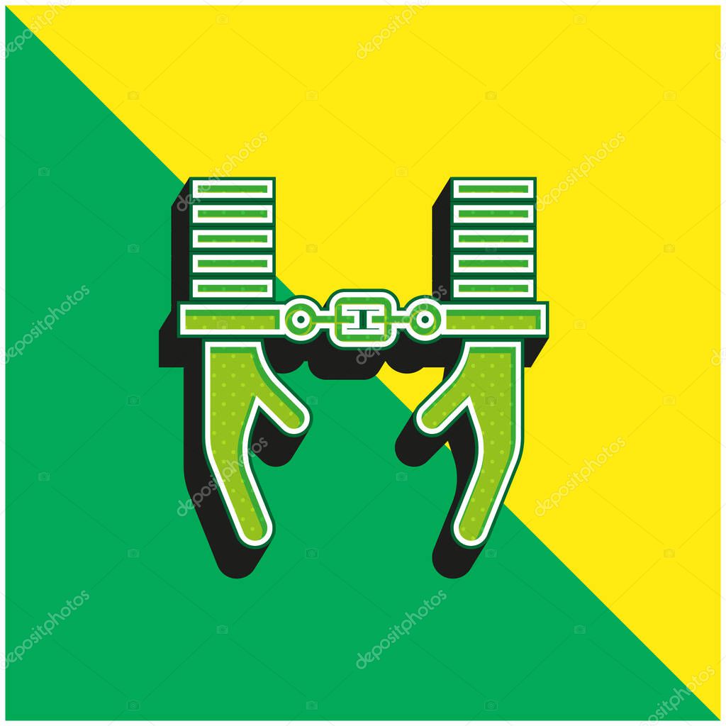 Arrest Green and yellow modern 3d vector icon logo