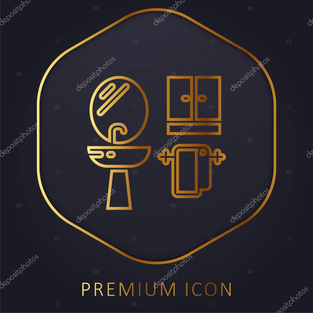 Bathroom golden line premium logo or icon