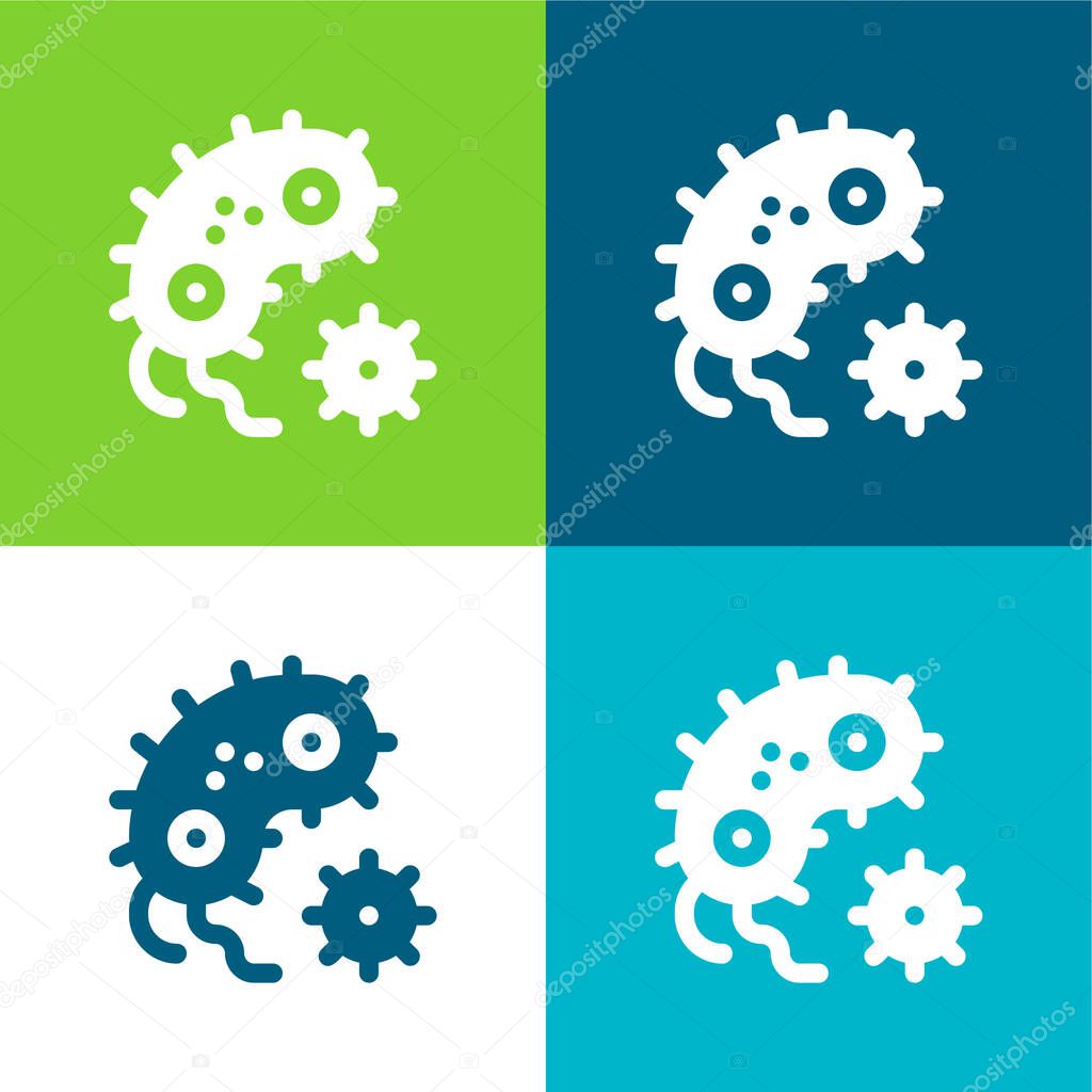 Bacteria Flat four color minimal icon set