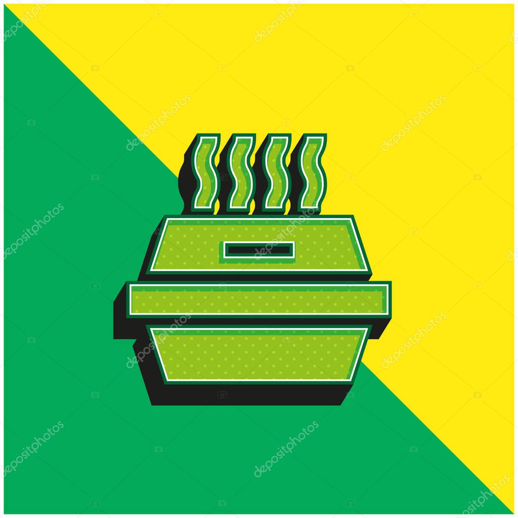 Box Green and yellow modern 3d vector icon logo