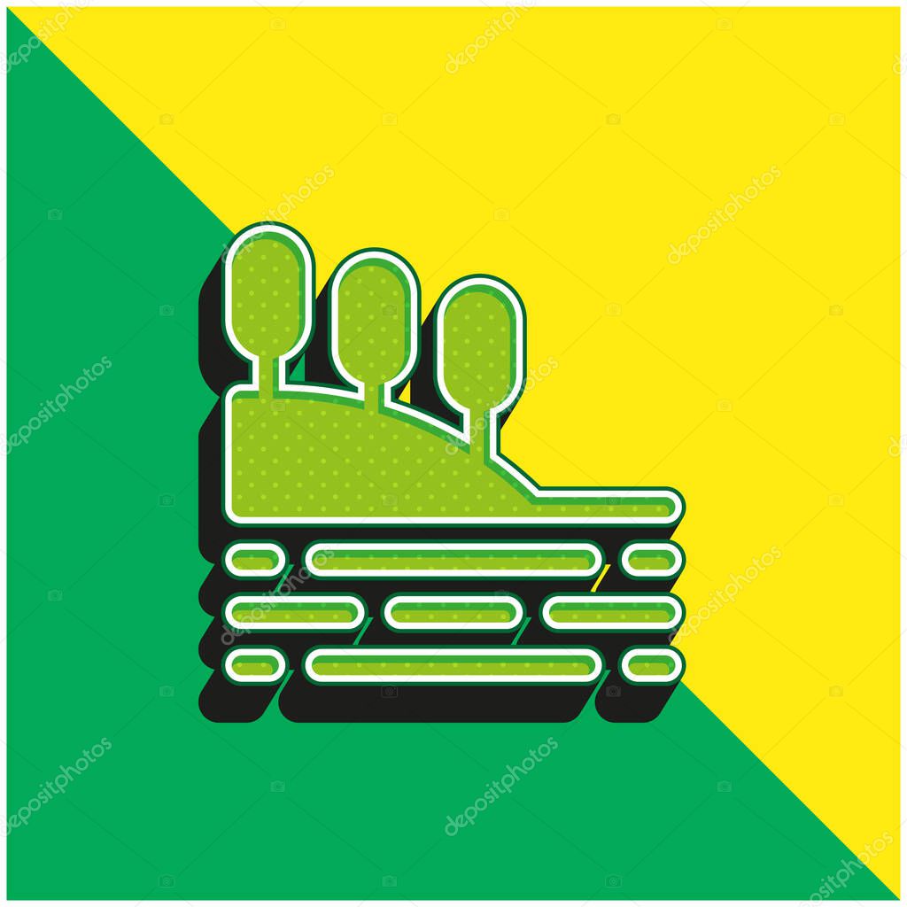 Bay Green and yellow modern 3d vector icon logo