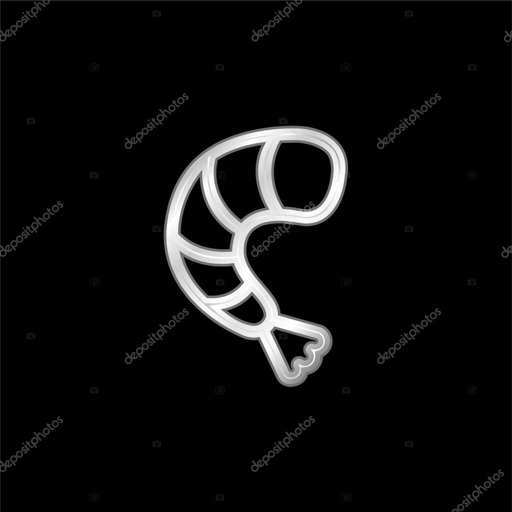 Big Shrimp silver plated metallic icon