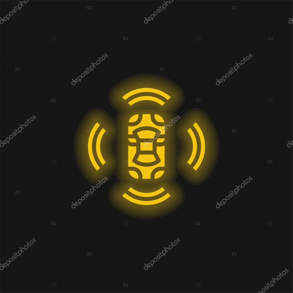 3d Sensor yellow glowing neon icon