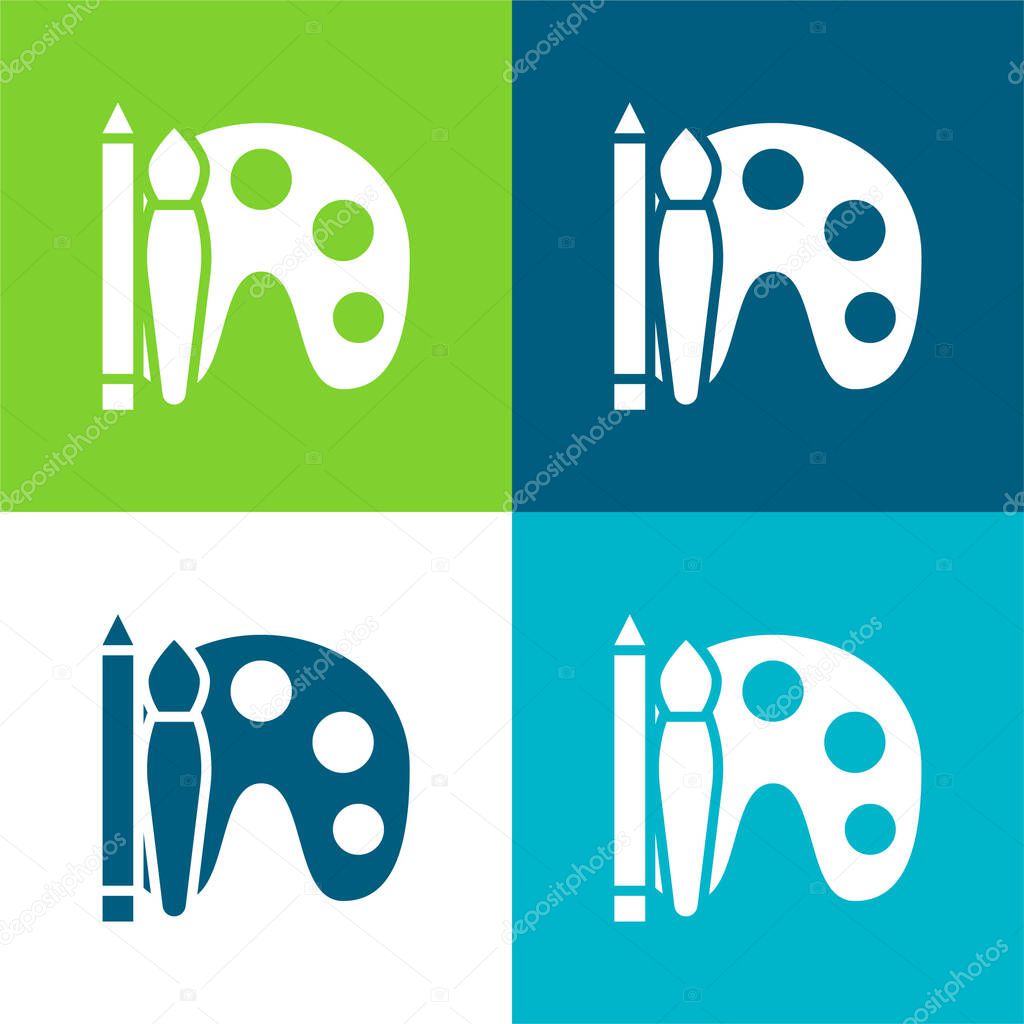 Art Flat four color minimal icon set