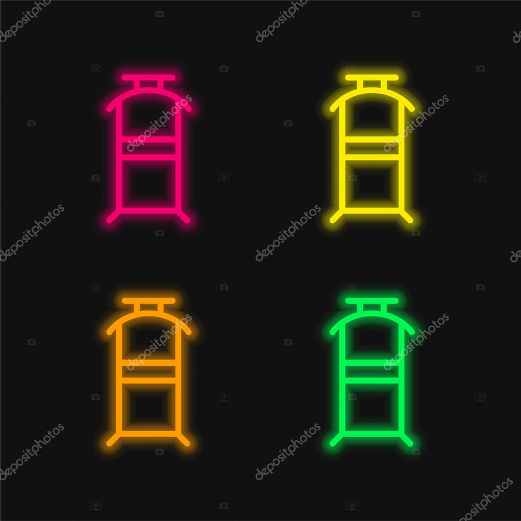 Bedroom Hanger For Clothes four color glowing neon vector icon