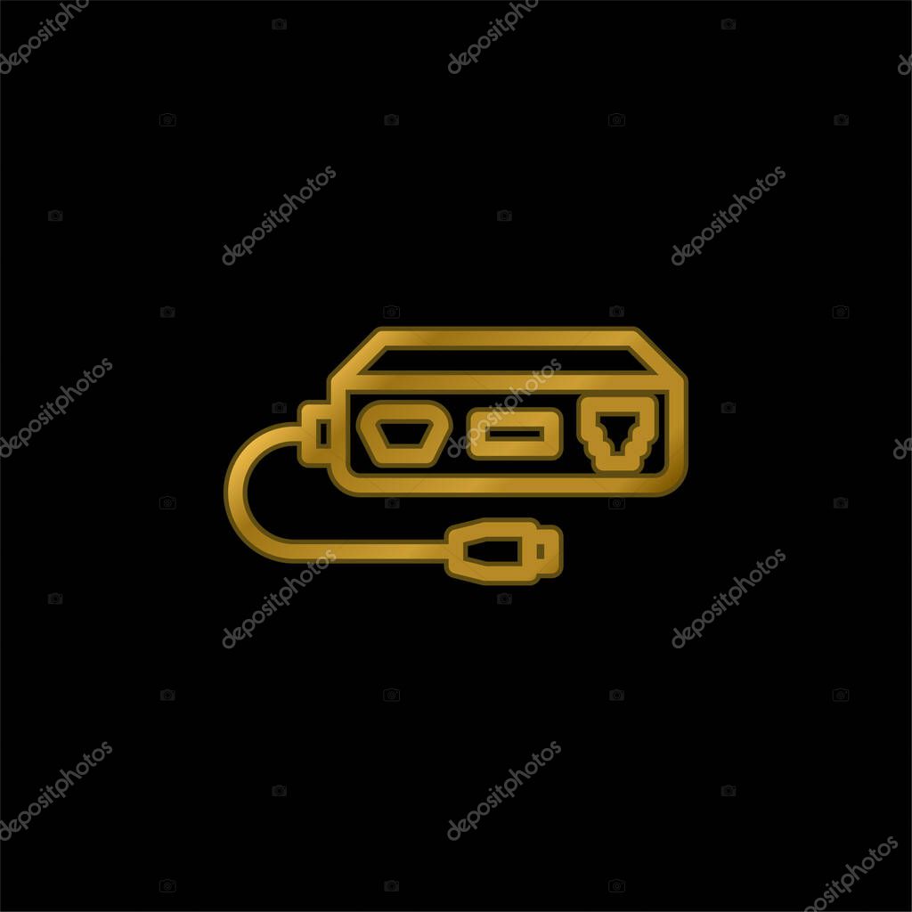 Adapter gold plated metalic icon or logo vector
