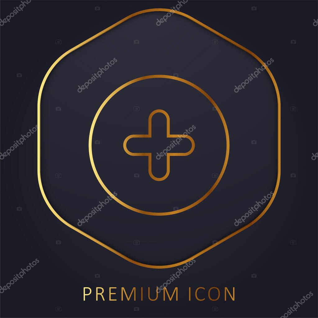 Add Round Button golden line premium logo or icon