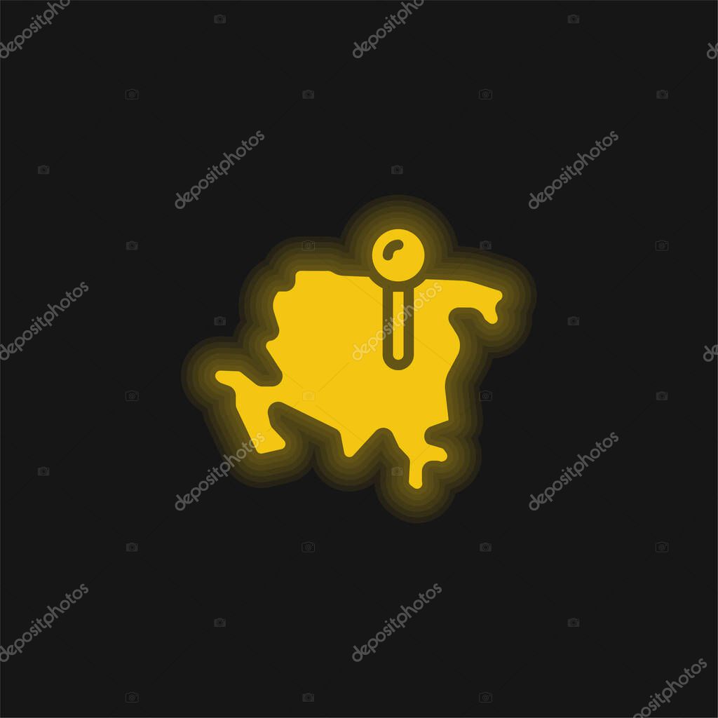 Asia yellow glowing neon icon