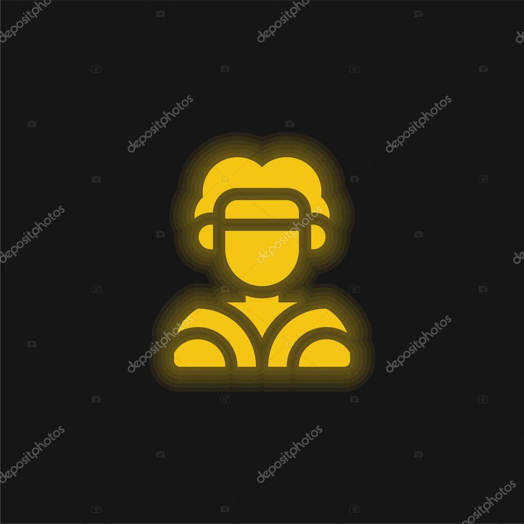 Aboriginal yellow glowing neon icon