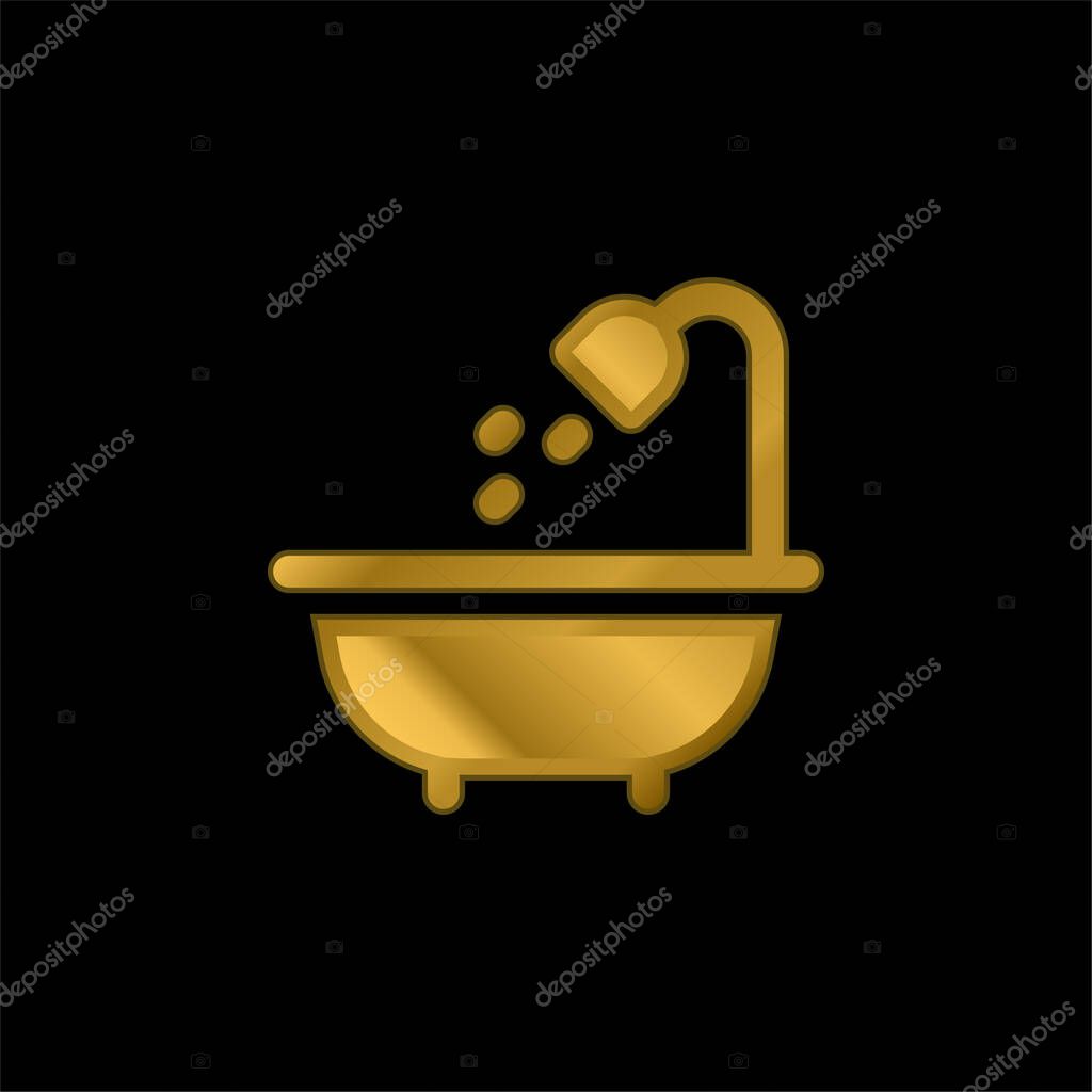 Bath gold plated metalic icon or logo vector