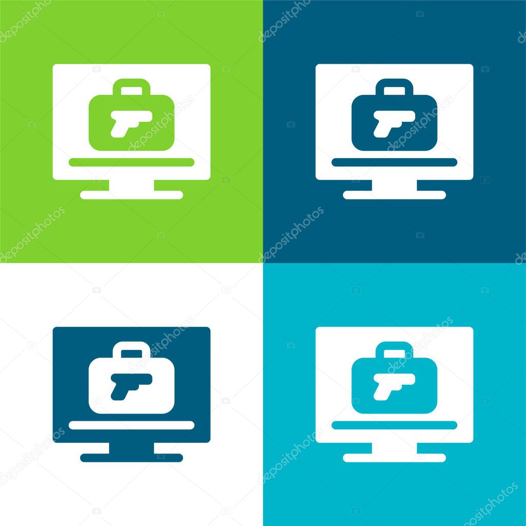 Airport X Ray Machine Flat four color minimal icon set