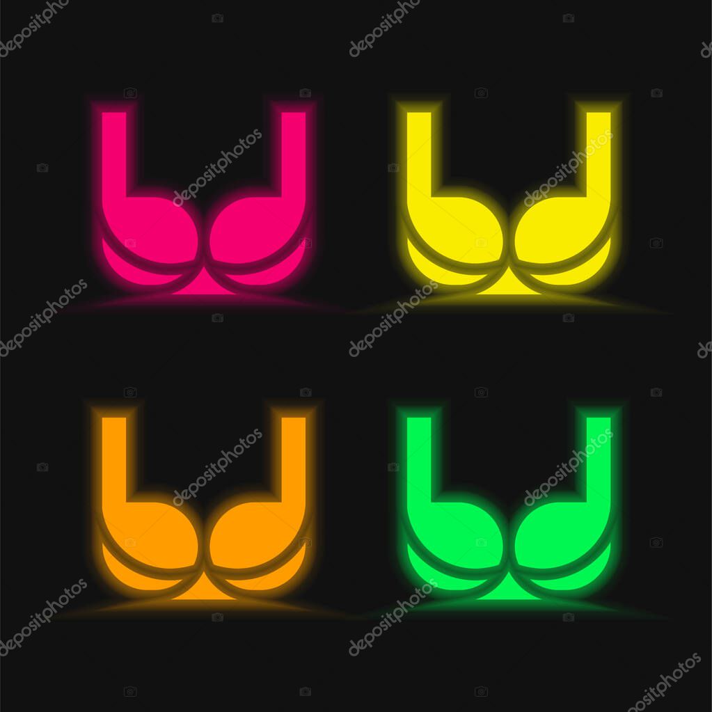 Bra four color glowing neon vector icon
