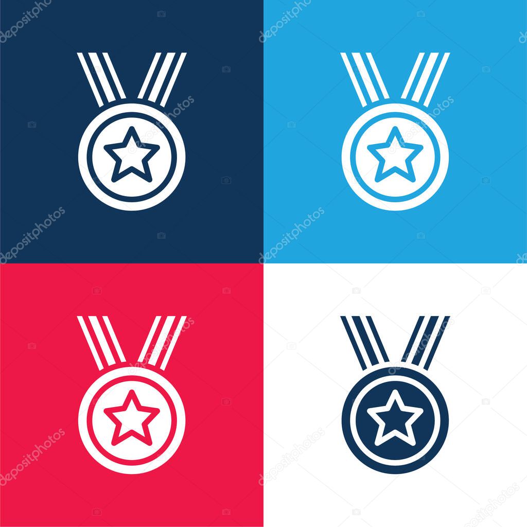 Award blue and red four color minimal icon set
