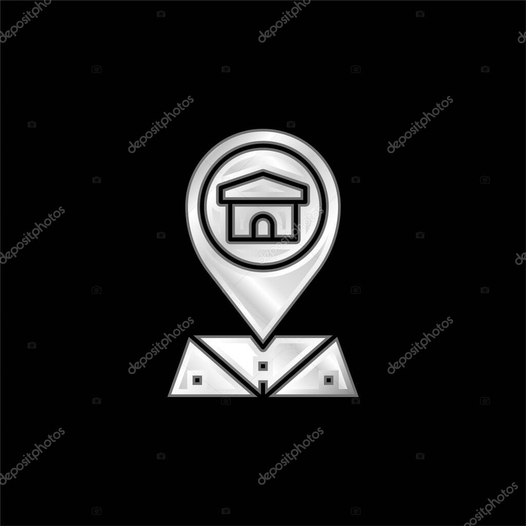 Address silver plated metallic icon