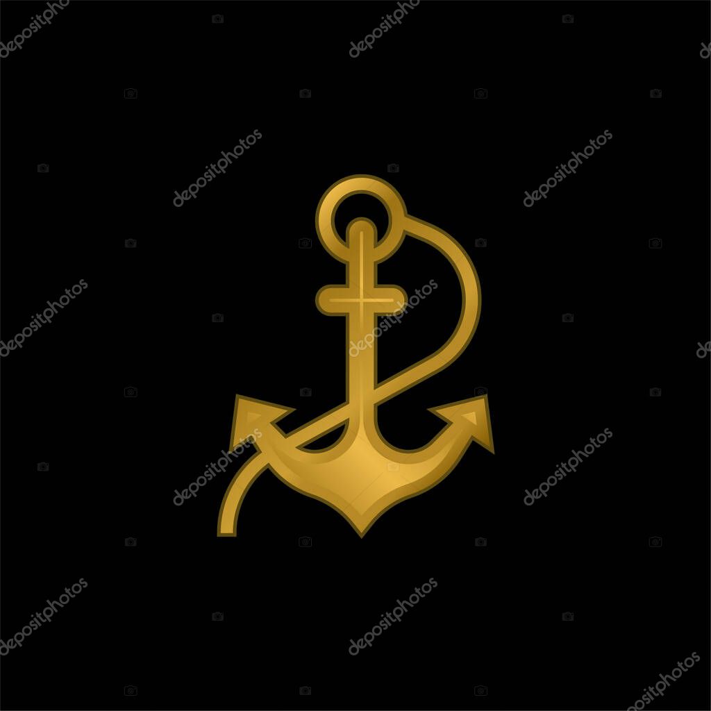 Anchor gold plated metalic icon or logo vector