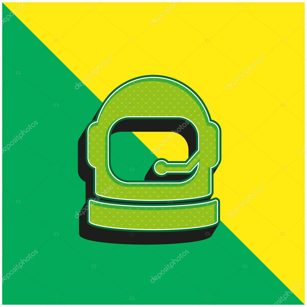 Astronaut Helmet Green and yellow modern 3d vector icon logo