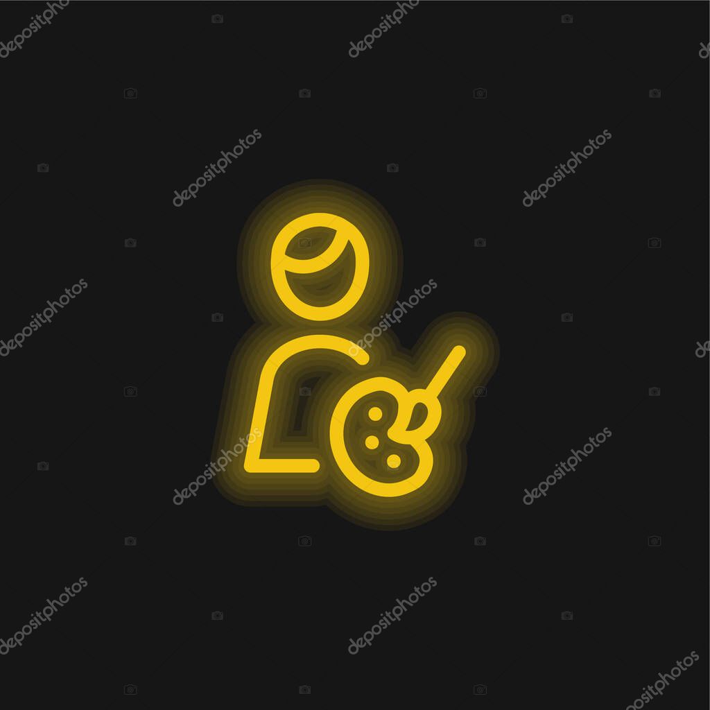 Artist yellow glowing neon icon