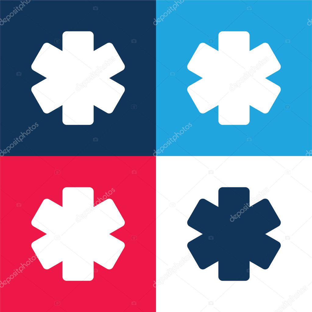 Asterisk blue and red four color minimal icon set