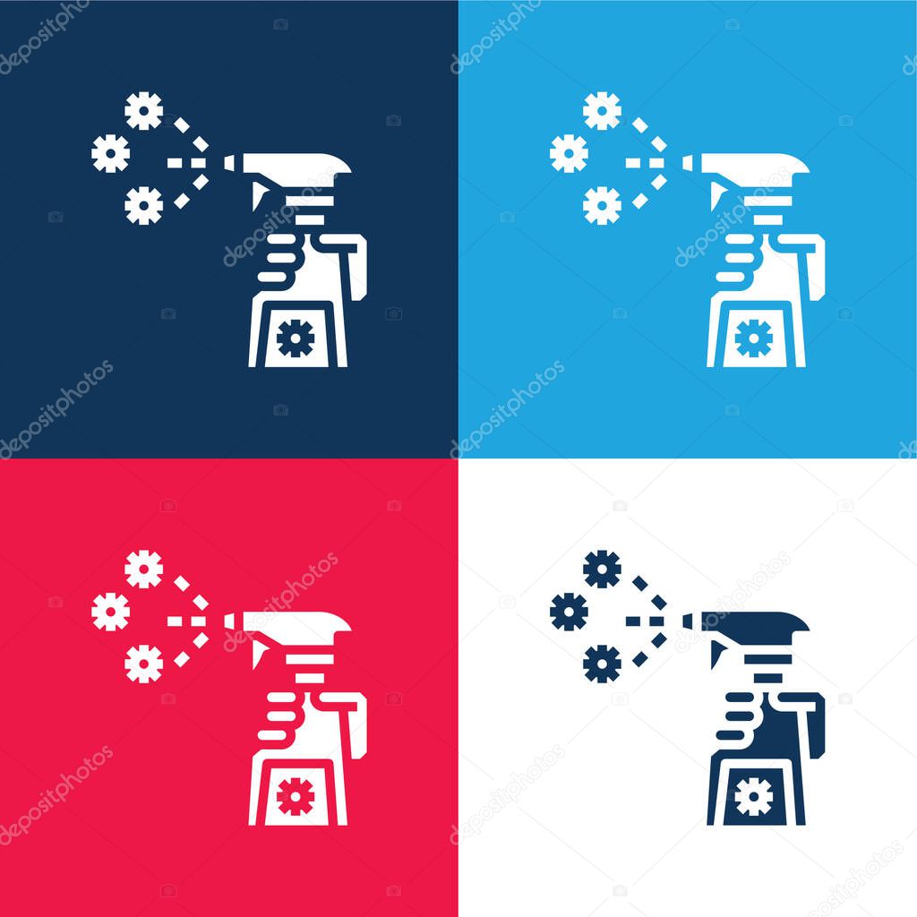 Antibacterial blue and red four color minimal icon set