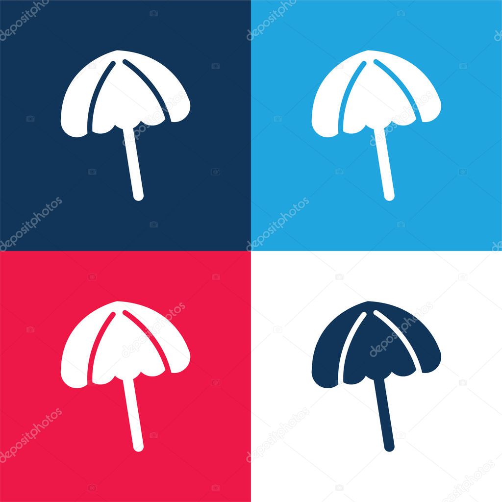Black Beach Umbrella blue and red four color minimal icon set