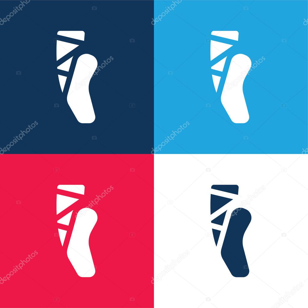 Ballet blue and red four color minimal icon set