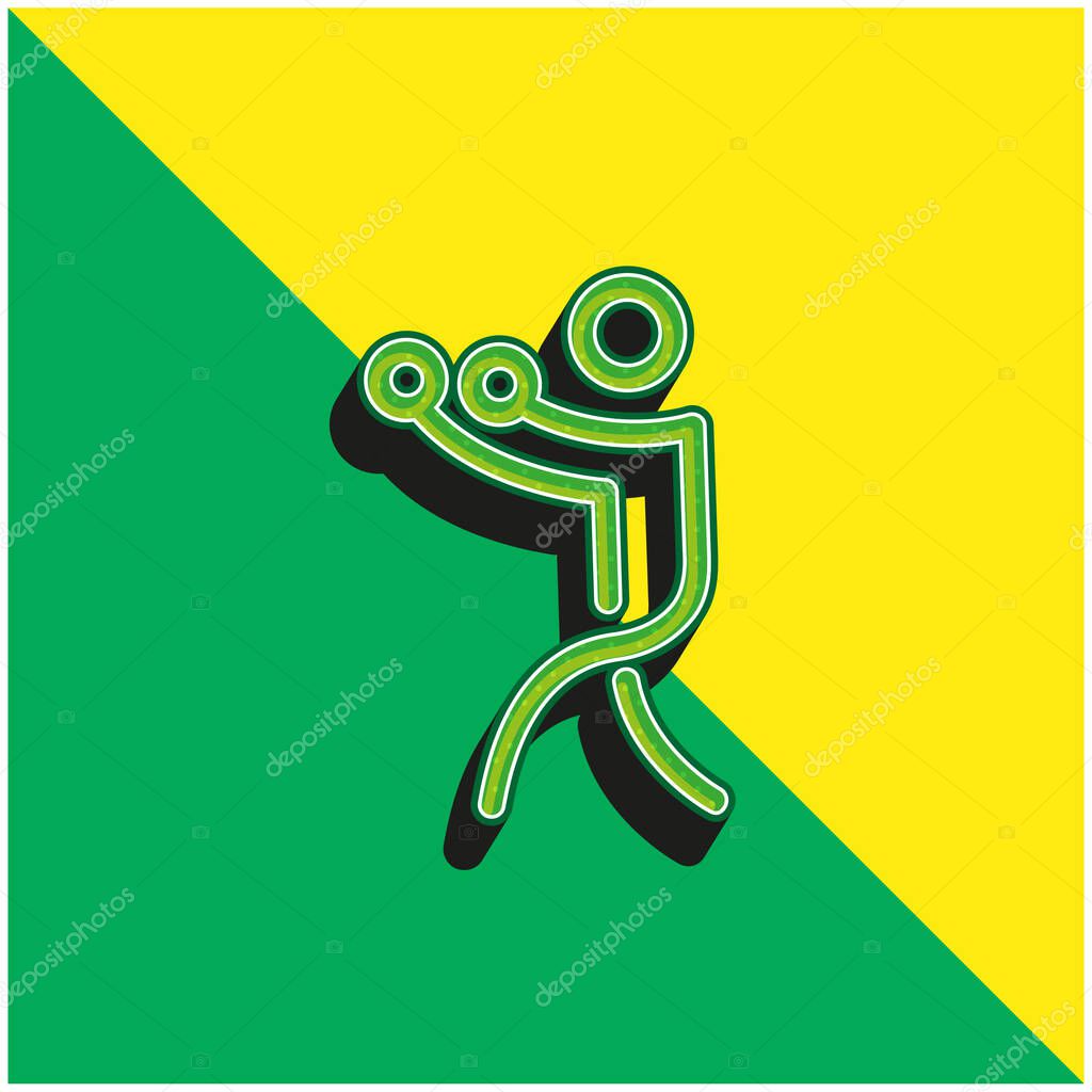 Boxing Stick Man Green and yellow modern 3d vector icon logo