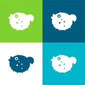 Blowfish Flache vier Farben minimales Symbol-Set