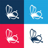 Beauty On Butterfly Side View Design blue and red four color minimum icon set