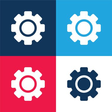 Büyük Dişliler mavi ve kırmızı dört renk minimal simge kümesi