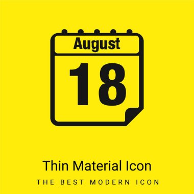 August 18 Daily Calendar Page Interface Symbol minimal bright yellow material icon clipart