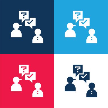 Mavi ve kırmızı dört renk simgesi setini sor