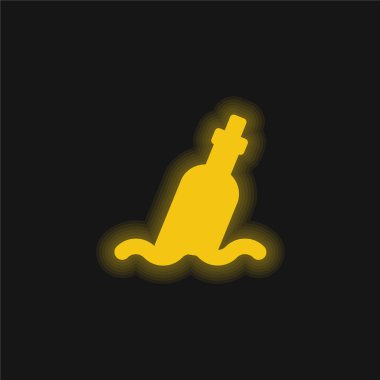 Bottle yellow glowing neon icon clipart