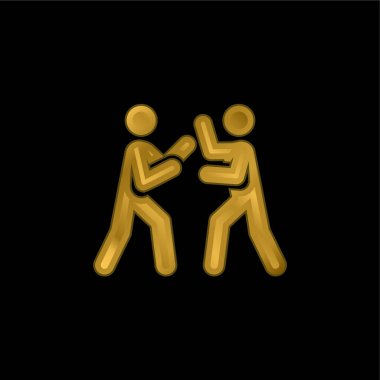 Boxing gold plated metalic icon or logo vector clipart