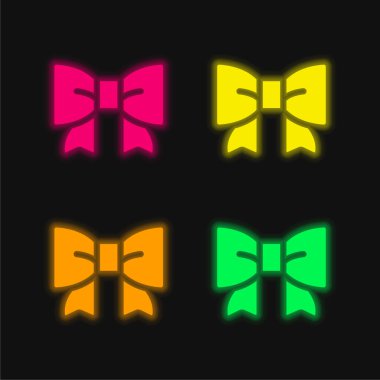 Dört renk parlayan neon vektör simgesi