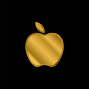 Apple Black Fruit Shape altın kaplama metalik simge veya logo vektörü