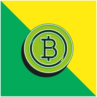 Bitcoin Yeşil ve Sarı modern 3d vektör simgesi logosu