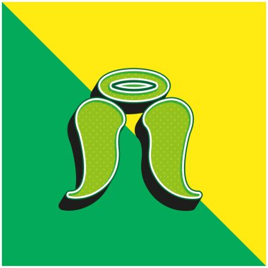 Melek Yeşil ve Sarı Modern 3D vektör simgesi logosu