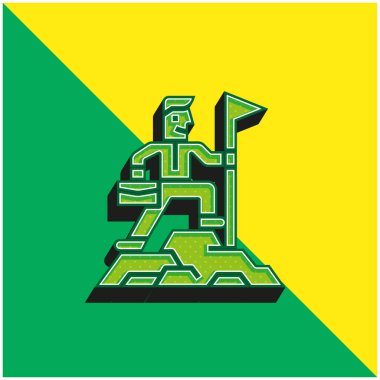 Başarı Yeşil ve Sarı Modern 3D vektör simgesi logosu