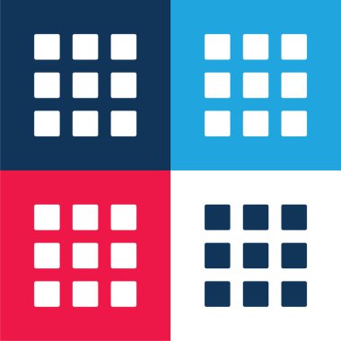 Uygulama mavi ve kırmızı dört renk en küçük simge kümesi