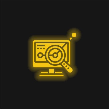 Analyst yellow glowing neon icon clipart